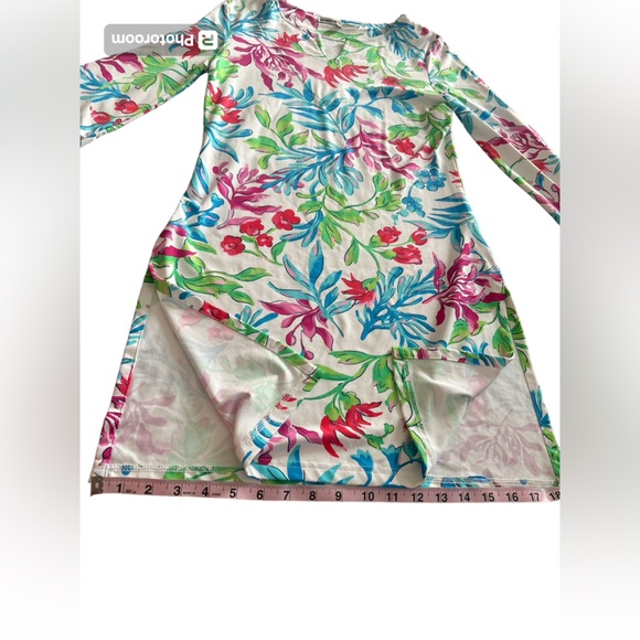 Barbara Gerwit Tunic Dress Multicolor Floral V-Neck Stretch Sz S 3/4 Sleeves EUC - Picture 11 of 17